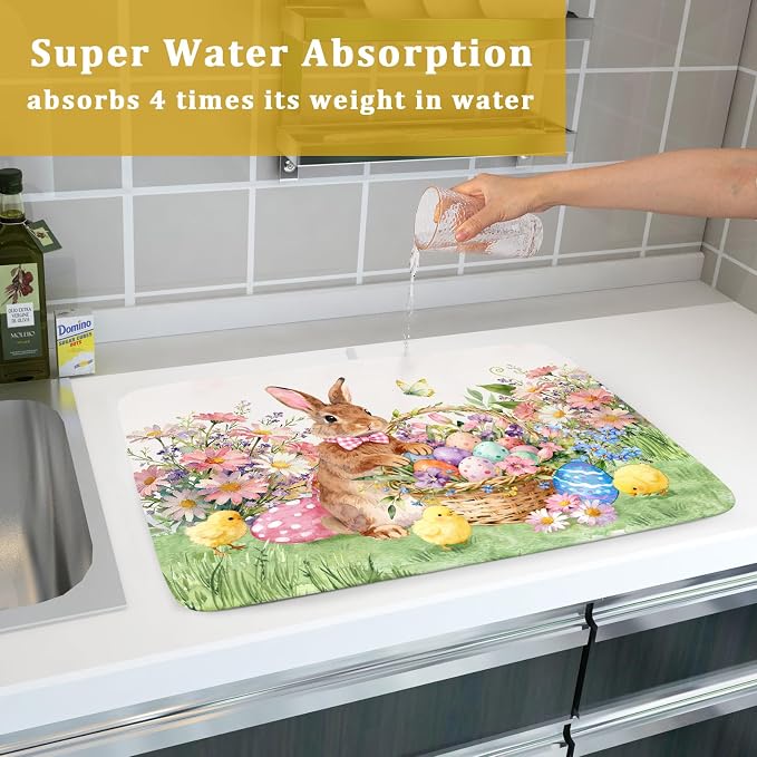 Easter Rabbit Eggs Dish Drying Mat - Image 7