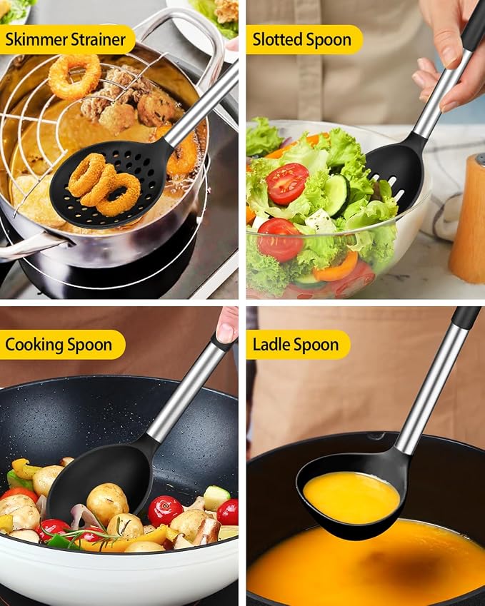 Silicone Cooking Utensil Set, BPA Free Heat Resistant Kitchen Tools - Image 4