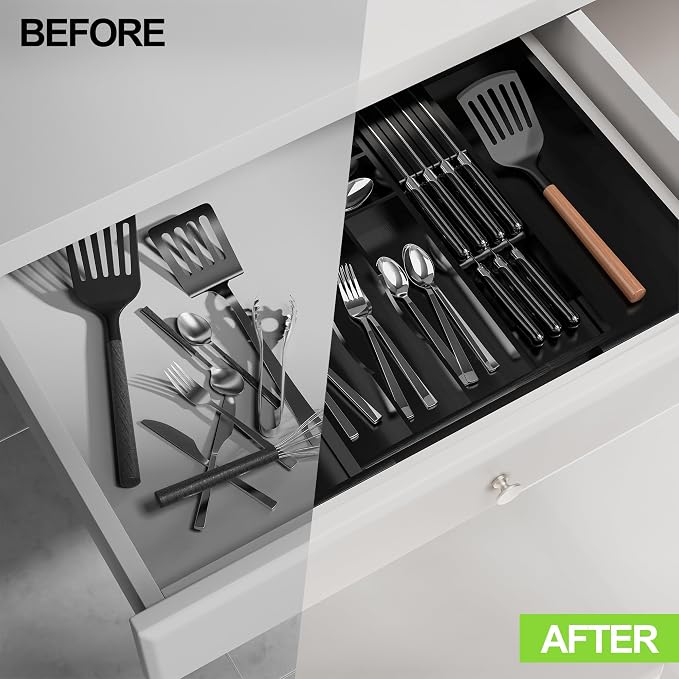 Bamboo Kitchen Drawer Organizer, Expandable Silverware Organizer - Image 7