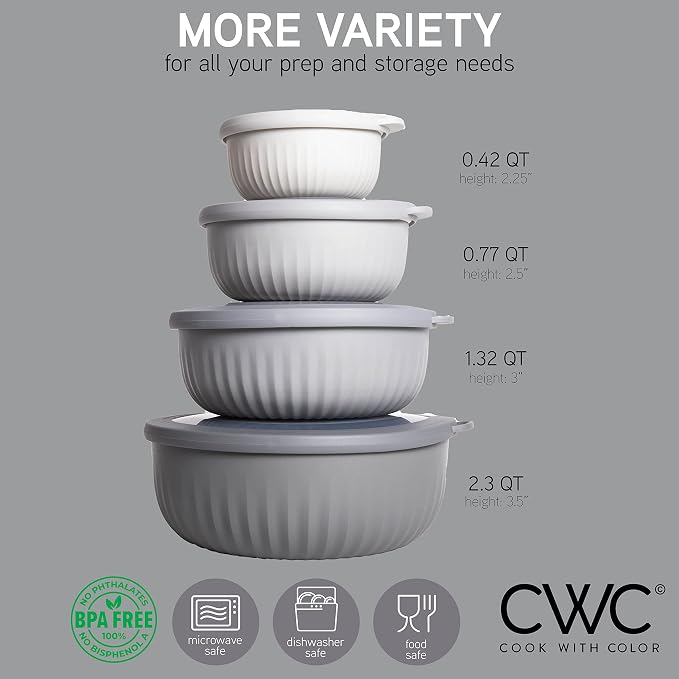 COOK WITH COLOR Prep Bowls with Lids- Wide and Deep Nesting Plastic Small - Image 2