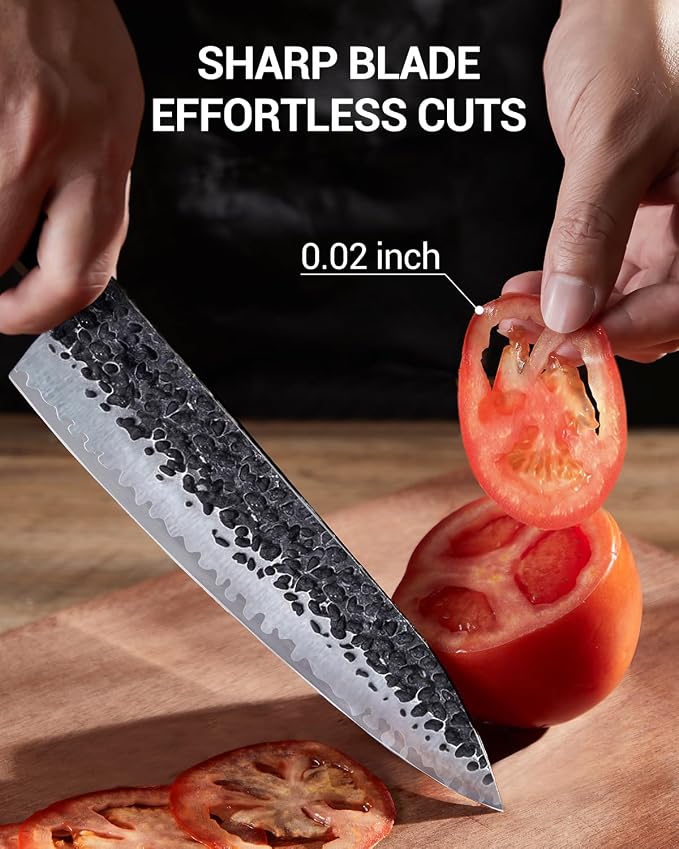 FAMCÜTE 8 Inch Japanese Knife, Hand Forged 5 Layers High Carbon 9CR18MOV Steel - Image 6