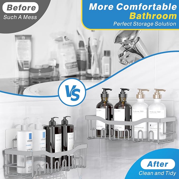 EUDELE Shower Caddy 2 Pack, Adhesive Shower Organizer - Image 3