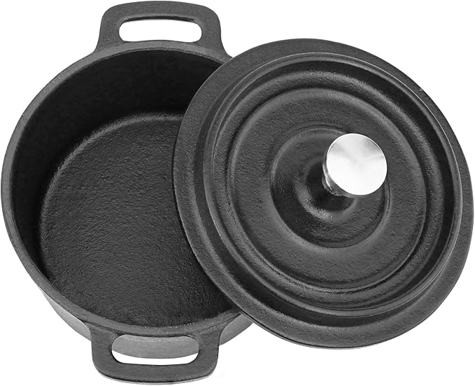 Flavehc Mini Cocotte 16 oz Pre-Seasoned Mini Dutch Oven 0.5 qt. Cast Iron - Image 4