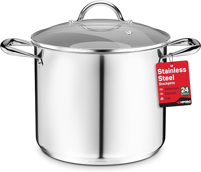 Stainless Steel Stockpot with Tempered Glass Lid 24 Quart, Durable 18/0 by Unknown