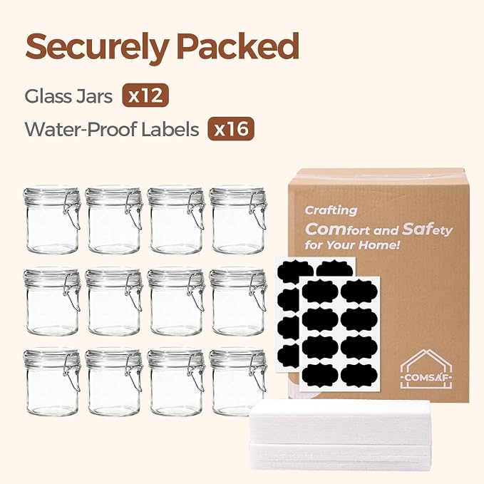 ComSaf 8oz Glass Jars with Airtight Lids, Bulk Cylindrical Jelly Jars - Image 8