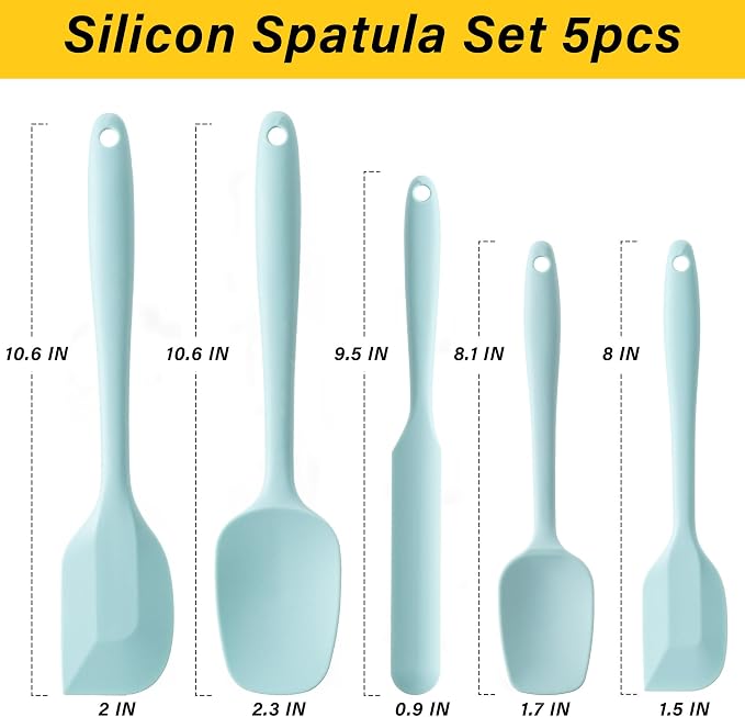 Silicone Spatula Set, 5 Piece Food Grade Rubber Spatulas - Image 2