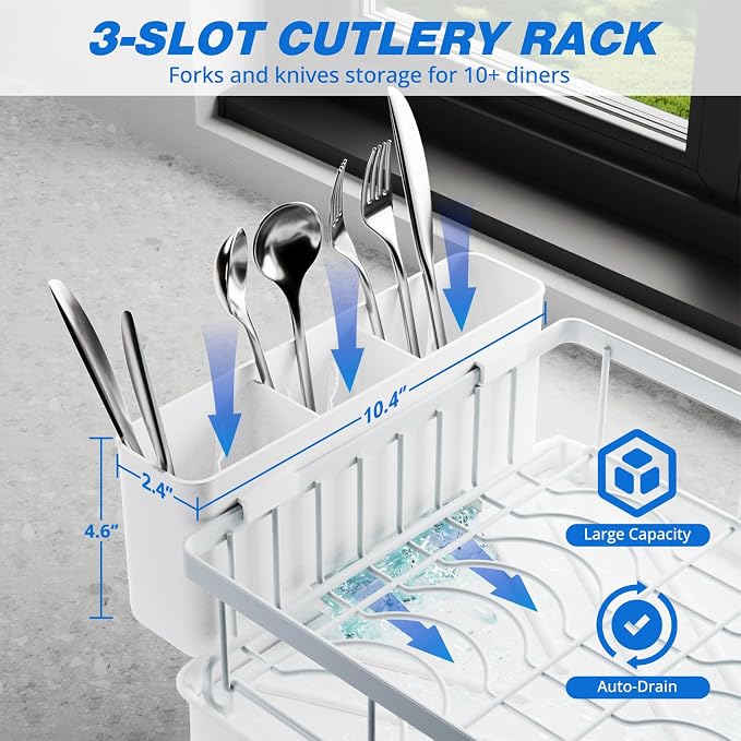 Godboat Dish Drying Rack, 2-Tier Dish Rack - Image 5