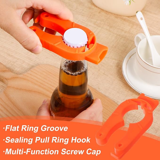 6 Pcs Water Bottle Opener Plastic Bottle Cap Opener Multi-Purpose Orange Soda - Image 6