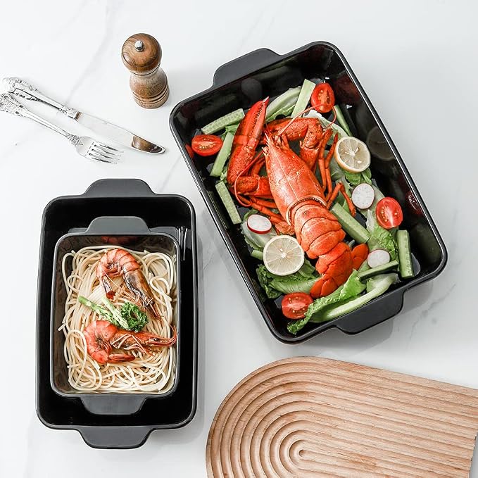 HVH Baking Dish Set, 9x13 Baking Dish, Ceramic Lasagne Pan Deep, Large - Image 2