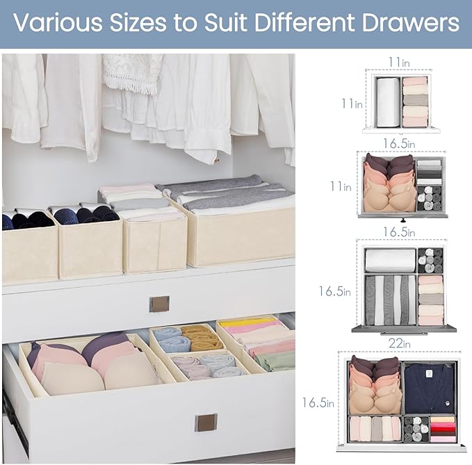 Criusia Drawer Organizer Clothes, 24 Pack Underwear Drawer Organizers, Foldable - Image 7