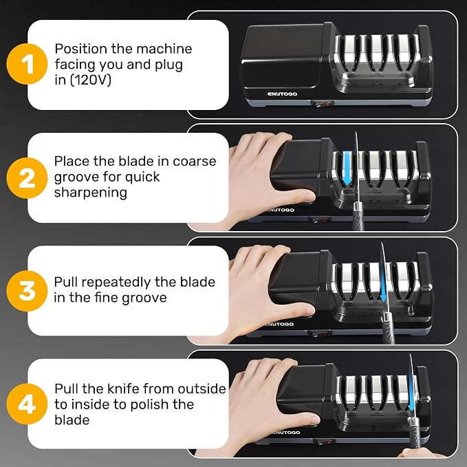 Enutogo Knife Sharpener, 3-Stage Electric Knife Sharpener - Image 5