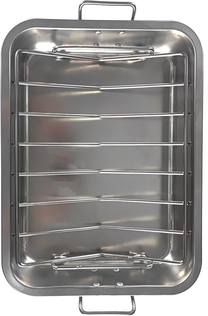 16" Premium Stainless Steel Roaster Pan Set - Image 5