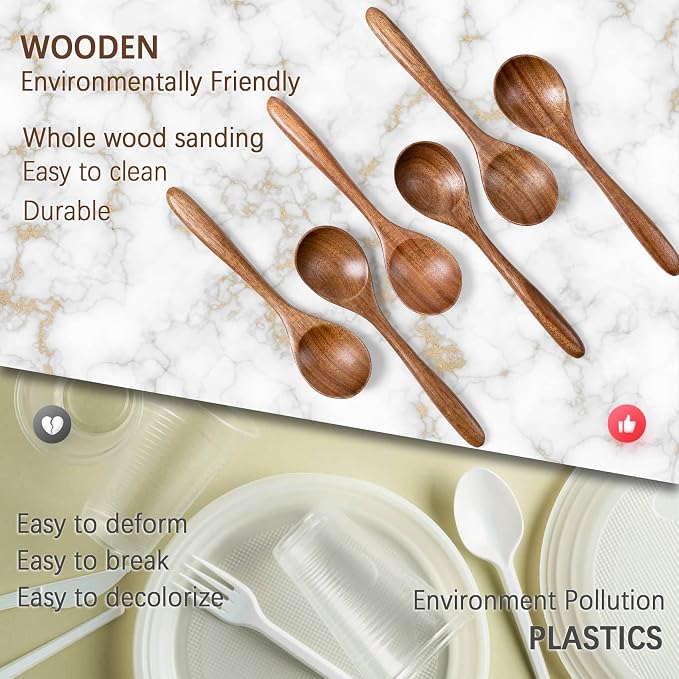 6 PCS Wooden Spoons for Honey, 6.7 inch Small Wooden Spoons - Image 4