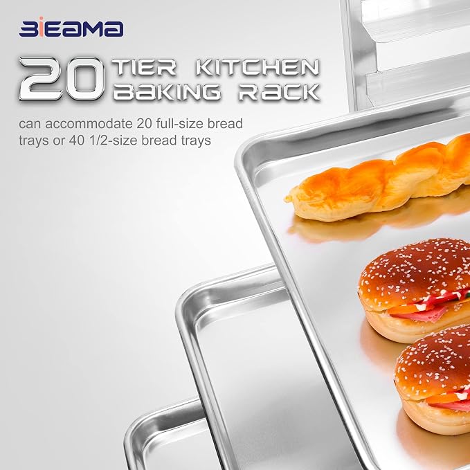 BIEAMA 20-Tier Sheet Pan Rack, NSF Bun Pan Rack, Aluminum Bakery Rack, Home - Image 5