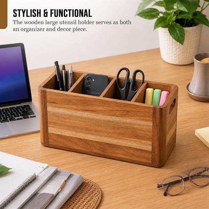 Wooden Caddy Utensil Holder - Image 2