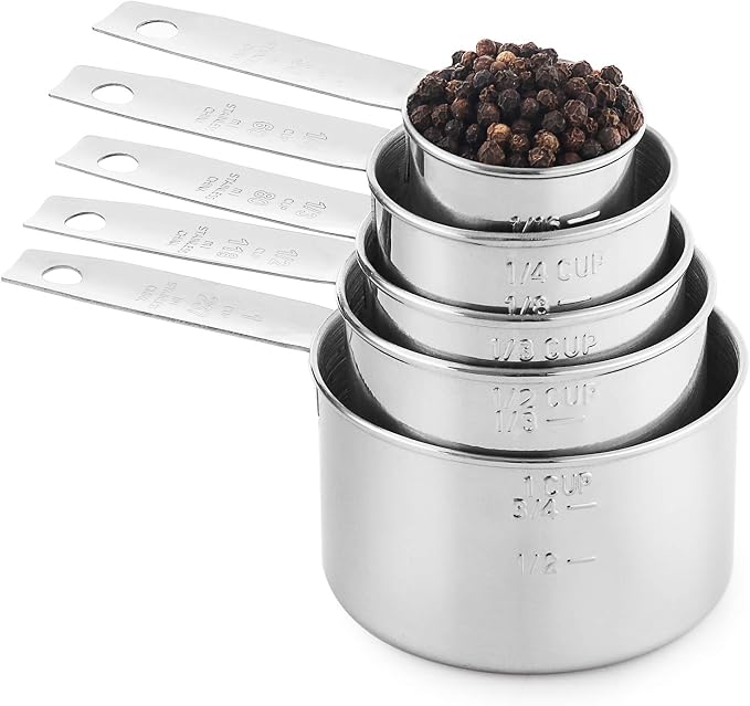 Stainless Steel Measuring Cups, Laxinis world 5 Piece Stackable Measuring Set - Image 5