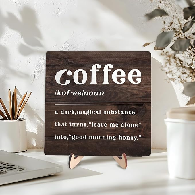 Coffee Bar Sign Plaque, Coffee Bar Accessories, Vintage Cafe Bar Plaque Desk - Image 3