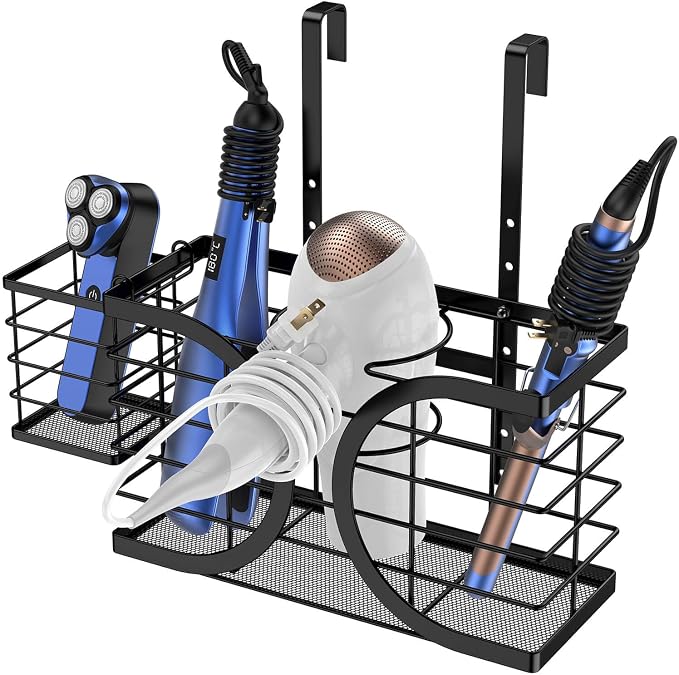 Hair Dryer Holder 3in1 Hair Tool Organizer/Wall Mounted, Cabinet Door or by Aolldy