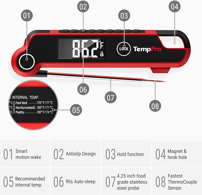 TempPro TP620 Instant Read Meat Thermometer Digital, Cooking Thermometer - Image 6