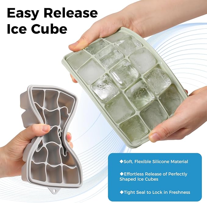 Silicone Ice Cube Trays with Lid, Easy Release Ice Molds, Reusable and - Image 6
