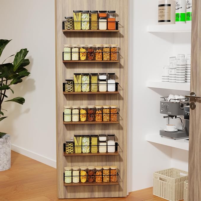 Spice Rack Self-Adhesive or drilling, Rustic Style Hanging Spice Rack, Spice - Image 7
