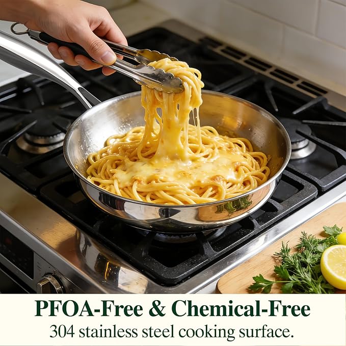 Umite Chef 5 Ply Stainless Steel Frying Pan 8 inch, Non Toxic Professional - Image 4