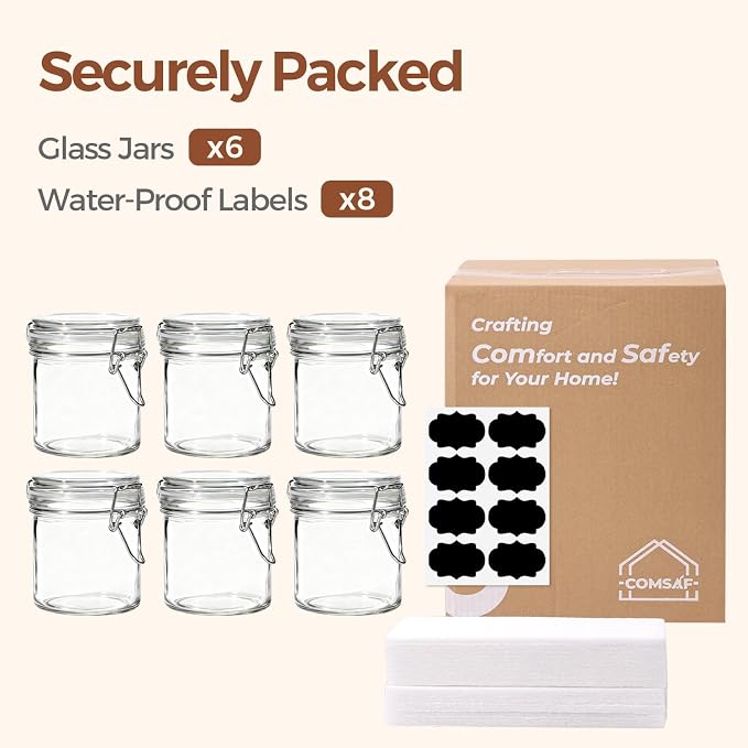 ComSaf 8oz Glass Jars with Airtight Lids, Cylindrical Jelly & Spice Jars - Image 8