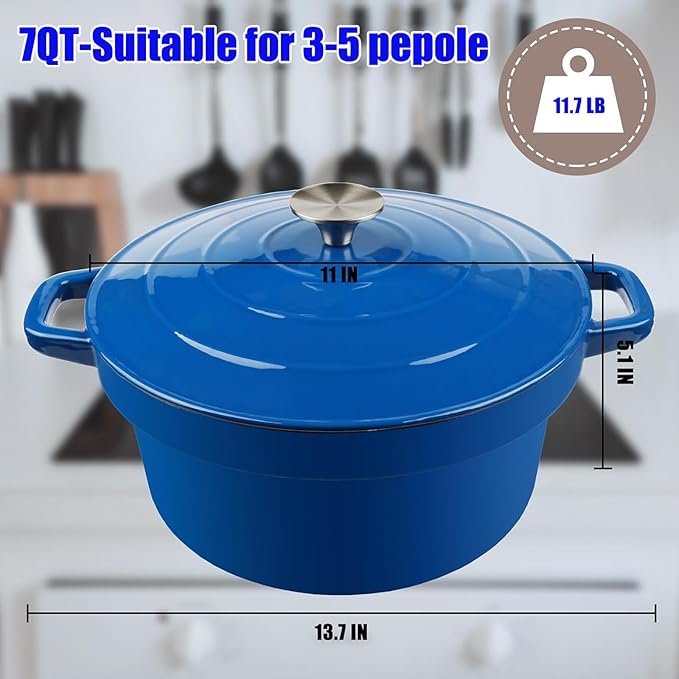 CUKOR 7QT Dutch Oven Pot With Lid, Enameled Cast Iron Dutch Ovens - Image 3