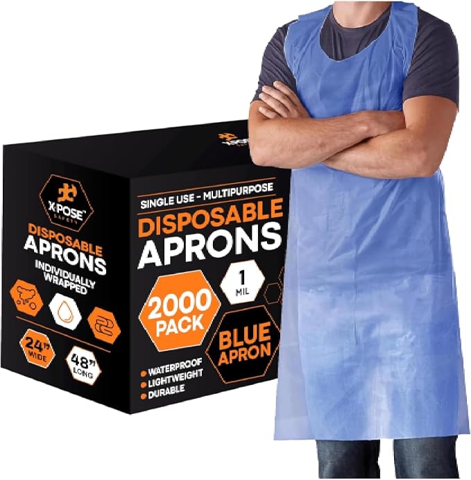 Xpose Safety 2000 Blue Plastic Disposable Aprons by XposeSafety