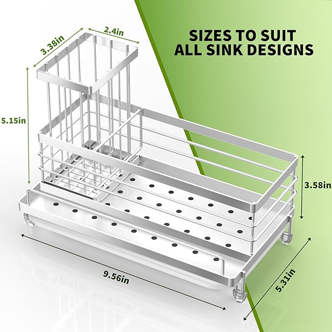 Cisily Stainless Steel Kitchen Sink Caddy Organizer, Sponge Holder - Image 3