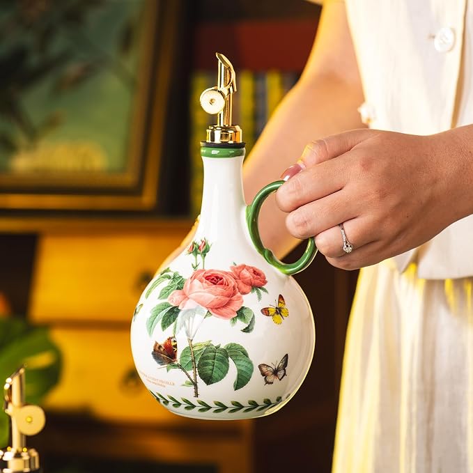 Ceramic Olive Oil Dispenser, 27 oz Floral Pattern Cruet - Image 5