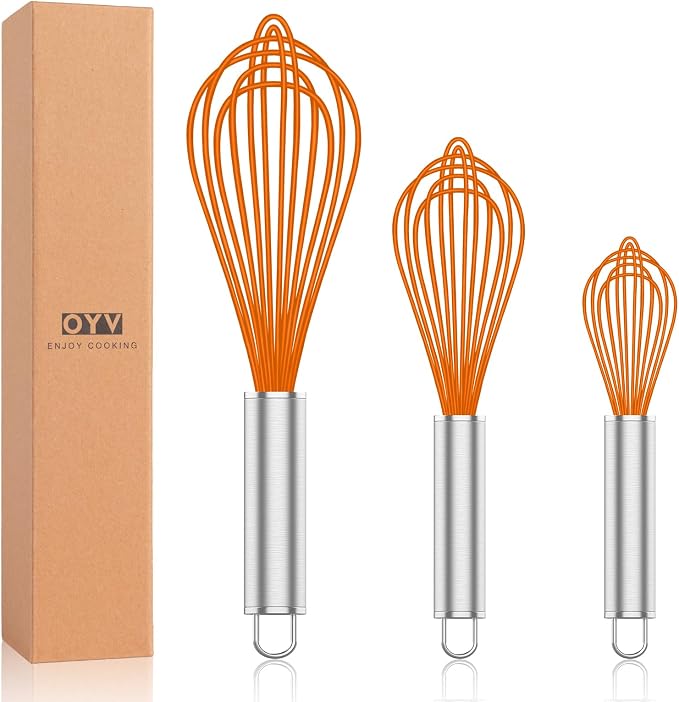 OYV Orange Silicone Whisk, Professional Whisks by OYV