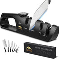 4-in-1 Knife Sharpener with Angle Guide, Adjustable Edge, 3-Stage by Addyno