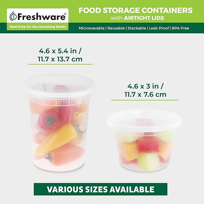 Freshware 48 Pack of 16 and 32 oz, 24 sets each size Food Storage Containers - Image 3