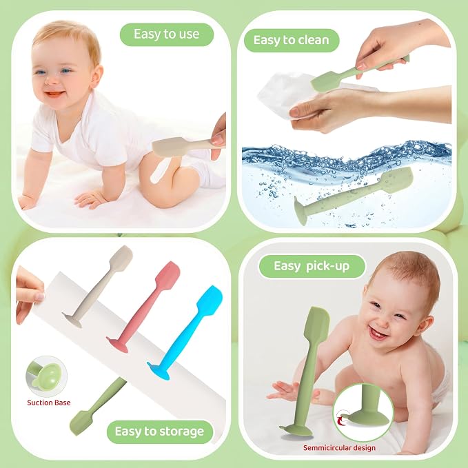 Baby Diaper Cream Spatula 3 Pack Diaper Spatulas Soft Silicone Diaper Cream - Image 4