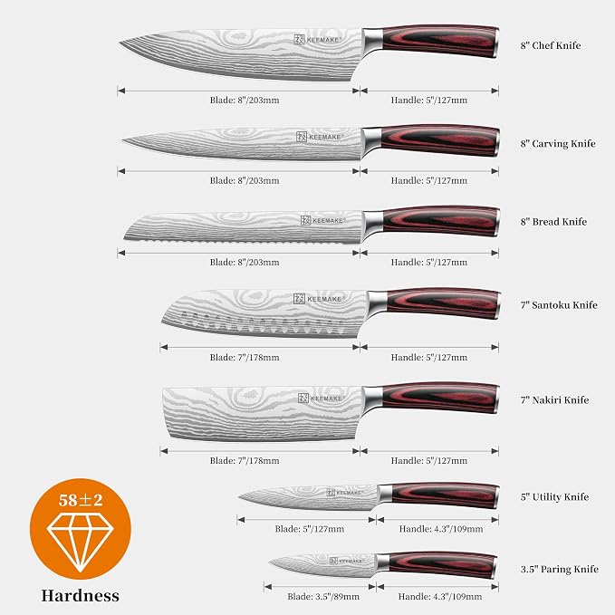 KEEMAKE Kitchen Knife Set, Ultra Sharp Chef Knife Set 7-Piece, High Carbon - Image 3