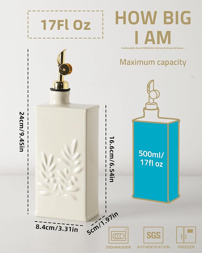 Sweejar Ceramic Olive Oil Dispenser Bottle - Image 2
