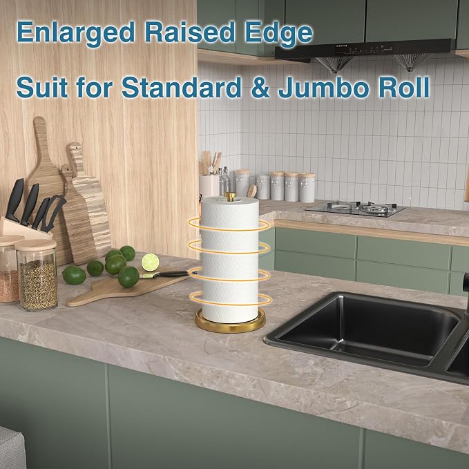 Paper Towel Holder Countertop, Stainless Steel, Weighted Base, Paper Towel Roll - Image 2