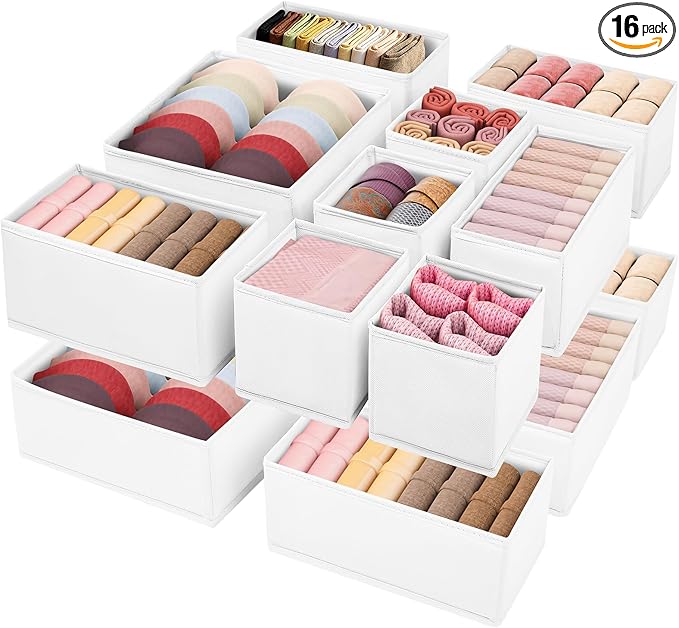 Drawer Clothing Organizer 16-Pack, Fabric Folding Wardrobe Organizer, Can Store by WRRLORS