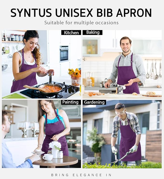 Syntus Apron for Men Women, Adjustable Cooking Kitchen Chef Aprons - Image 7