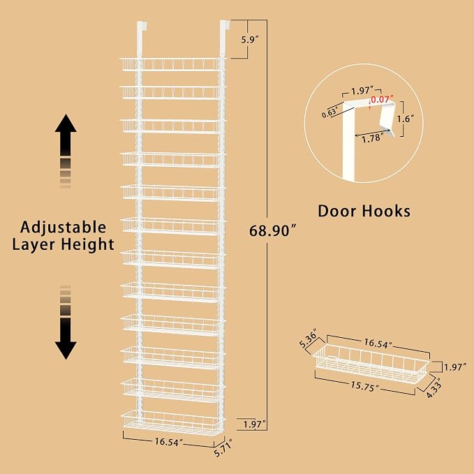 Churboro Over the Door Pantry Organizer Rack - Image 2