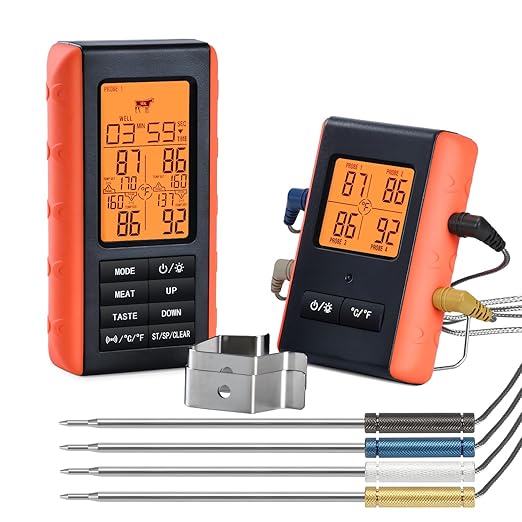 Wireless Meat Thermometer for Grilling and Smoking, Food Thermometer for BBQ by VAUNO