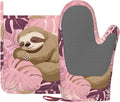 Pink Sloth Heat-Resistant Oven Mitts and Pot Holder Cute Animal Kitchen by Unknown
