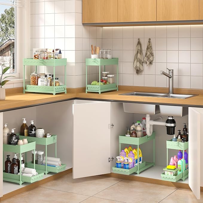 Sevenblue 3 Pack Under Sink Organizers, 2-Tier Multi-Use Kitchen and Bathroom - Image 3