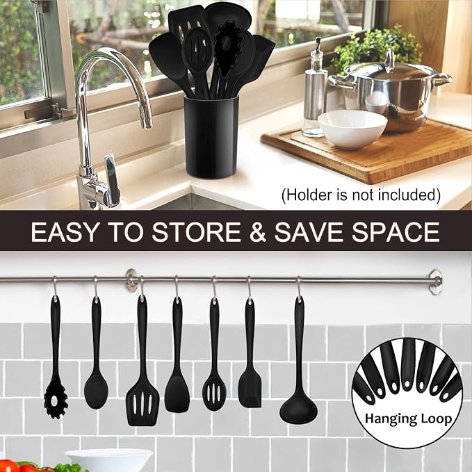 P&P CHEF Silicone Cooking Utensils Set of 7, Heat-proof Kitchen Utensils Set - Image 6