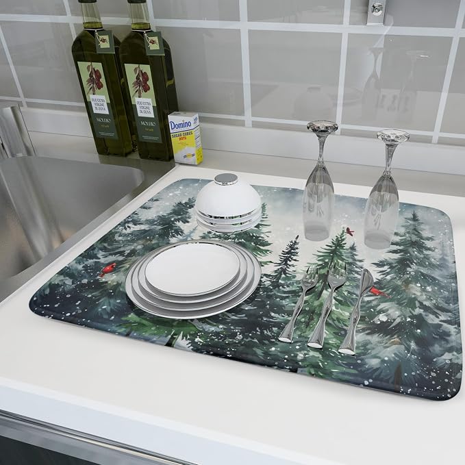 Winter Pine Tree Dish Drying Mat - Image 6