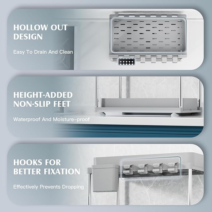 VERIFOST 2 Pack Adjustable Gray Under Sink Organizers, 2 Tier Pull Out Storage - Image 5