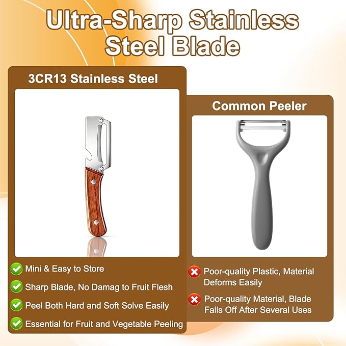Premium Vegetable Peeler with Wooden Handle and Bottle Opener, 2-in-1 Stainless - Image 6