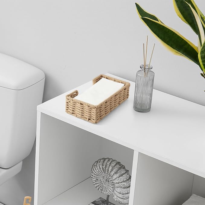 Napkin Holder for Bathroom, Woven Wicker Cotton Rope Guest Towel Holder Tray - Image 6