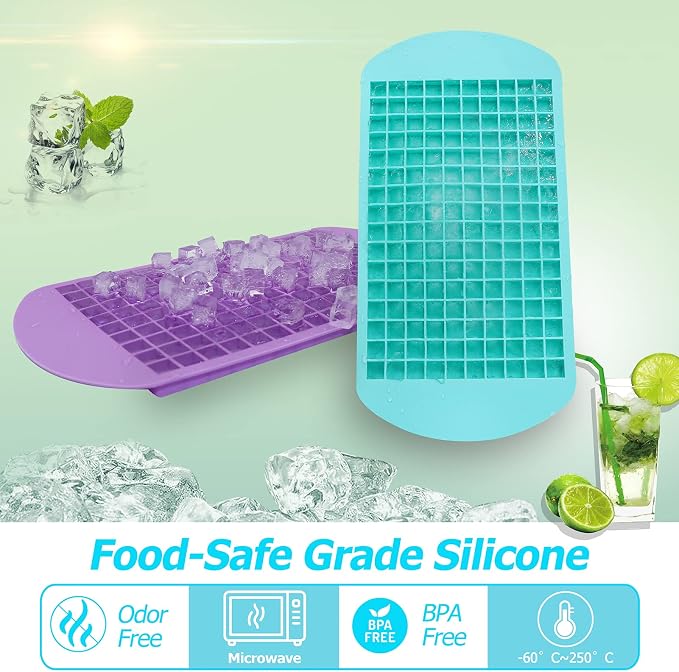 Silicone Mini Ice Cube Trays 2 Pack, 160 Small Ice Cube Molds Easy Release - Image 2